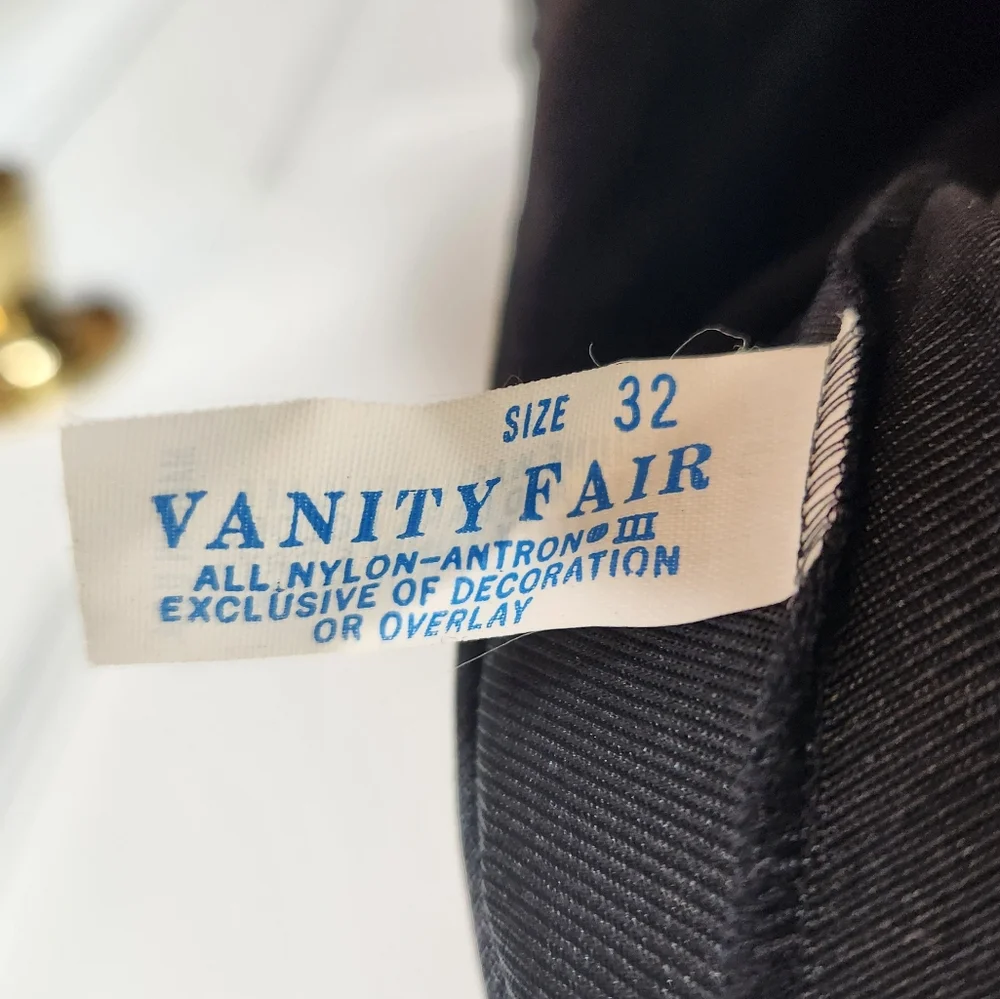 Vintage Vanity Fair Long Black Nightgown Lingerie Size 32 Nylon Lace Sheer